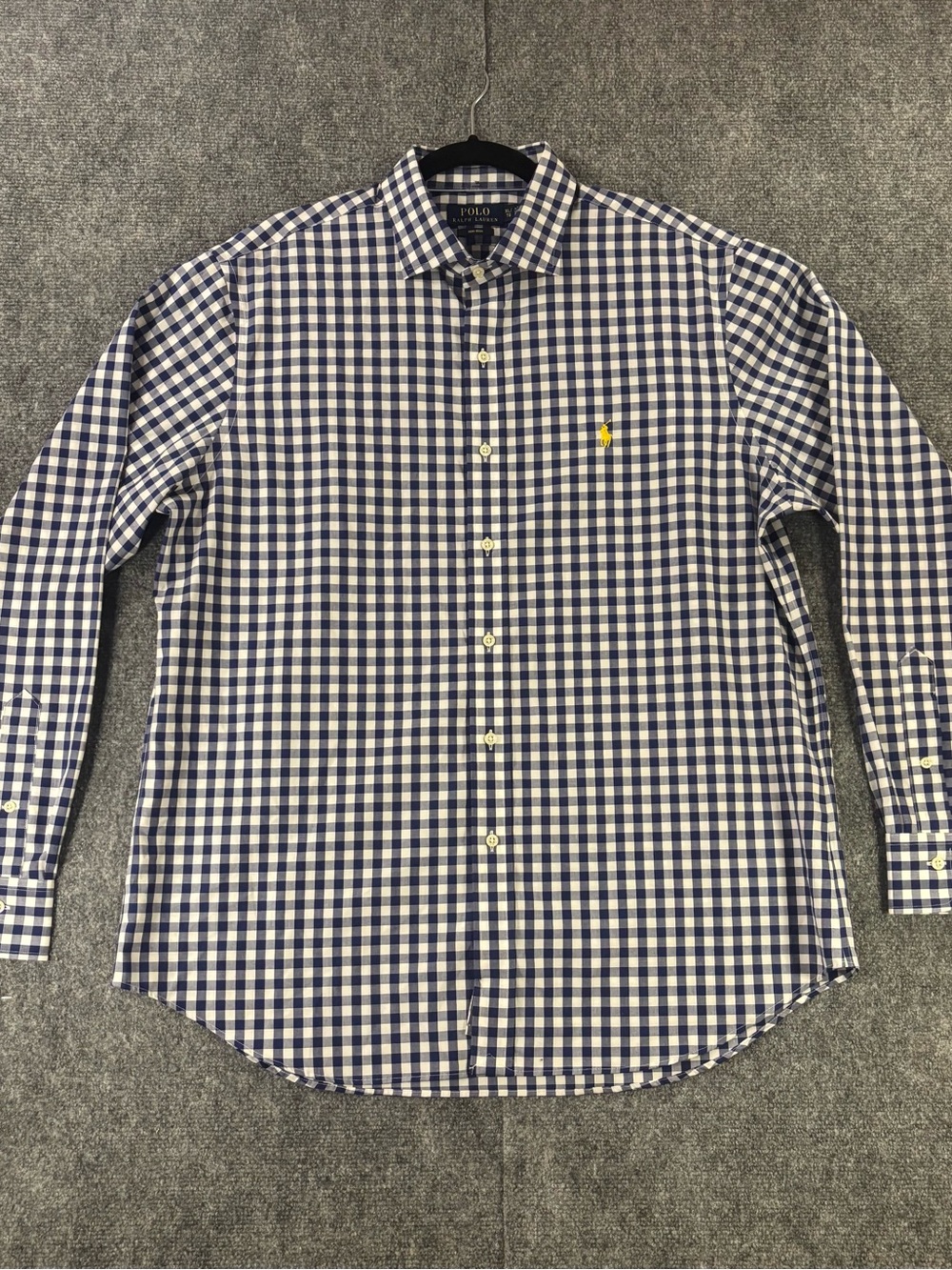 Polo Ralph Lauren Navy and White Gingham Button Down Non-Iron Men’s Sz XL